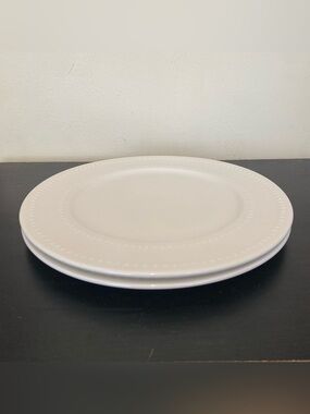 Set Of 2 Royal Norfolk Greenbrier Double Beaded Edge White Smooth Dinner Plates